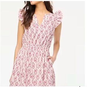 J crew Floral Pink Ruffle Sleeve Dress spring (mix24)